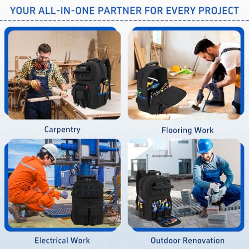 Backpack Tool Bag with Movable Base Plate, Heavy Duty Tool Storage - view 7