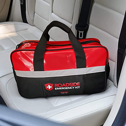 Car Emergency Kit,Premium Roadside Assistance Essentials with Jumper Cables, Flashlight, Shovel, Screwdriver Set - Ideal Auto Road Safety Kit, Survival, Truck, RV and More Gift for Father (Red) - view 6