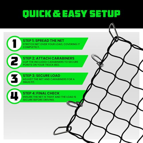 Bungee Cargo Net Set - Truck Bed Net with Carabiners & Case - view 6