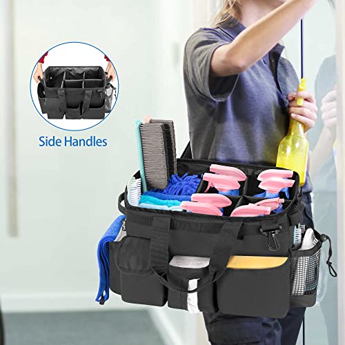 Large Wearable Cleaning Caddy Bag with Detachable Divider,Black - view 4
