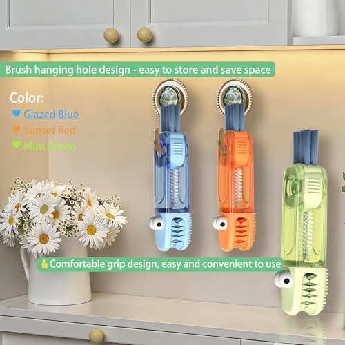 4 in 1 Cup Lid Cleaning Brush - Multifunctional Water Bottle Crevice Cleaning Brush, Portable Cup Lid Brush, Home Kitchen Crevice Brush Tools for Tiny Cup Lid Detail, Bottle Tight Spaces Cup (3 PCS) - view 5