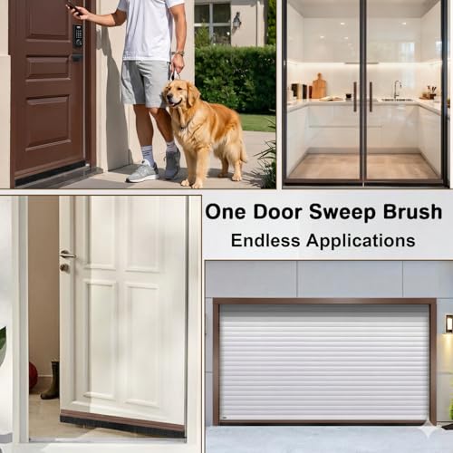 4 Sets Garage Door Brush Seal, 3" W x 39.37" L, Brown - view 6