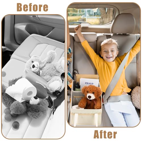 Passenger Seat Organizer, Collapsible Car Storage for Console Front/back Seat with Multi-pockets Car Caddy Organizer Suv Truck for Kids Adults Accessories(Beige,2 Compartments) - view 5