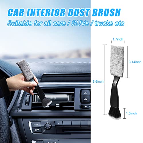 1 PC Double Head Brush for Car Clean, Soft Auto Interior Duster Detailing Brushes, Universal Vehicle Dashboard Screen, Air Vents, Computer etc Cleaning Tool Accessories (Black) - view 2