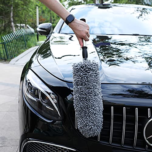 Ultimate Car Duster Kit，Best Microfiber Multipurpose Duster,Interior &Exterior Cleaning Tools,Dashboard Detailing Brush,Scratch Lint Free,Pollen Removing,extendable Handle,Tuck,SUV,RV,Set of 4 - view 2