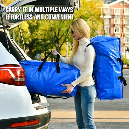Heavy Duty Blue Moving Bags with Strong Zipper Handles Backpack Straps - view 5