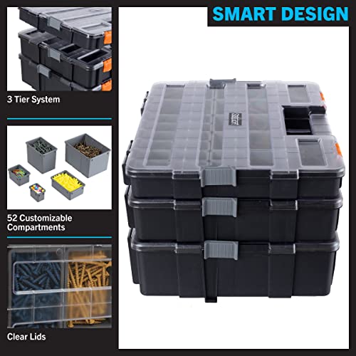 Tool Box Organizer - 3-in-1 Portable Small Parts Organizer, Gray - view 3
