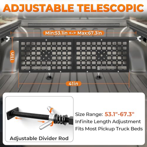 Adjustable Truck Bed Divider for Jeep Gladiator, Toyota Tacoma,Ford Ranger - view 2