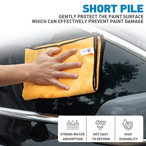 Microfiber Towels Gray for Cars - 6 Pack, High & Short Pile Micro Fiber Cleaning Cloth for Car Washing Drying & Auto Detailing, Water Absorption Lint Free & Non-Streak - view 6