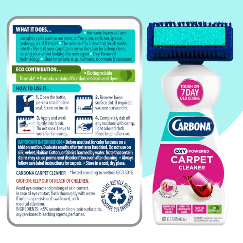 Oxy-Powered Carpet Cleaner with Built-In Brush, Foaming Spot & Stain Remover for Rugs, Upholstery & High-Traffic Areas, No-Rinse Formula, 13.5 Fl Oz (Pack of 3) - view 7
