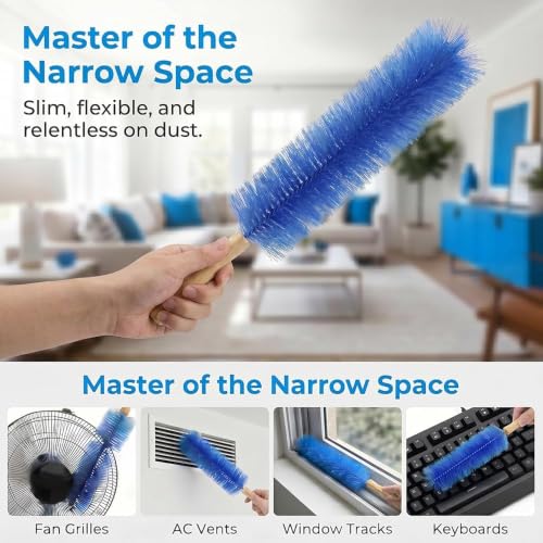 Fan Cleaning Brush with Bendable Microfiber Head, Reusable Dusting Brush for Fan Blades, Window Blinds, Air Conditioner Vents, Ceiling Fans, Car Vents and Hard-to-Reach Areas, Blue - view 4