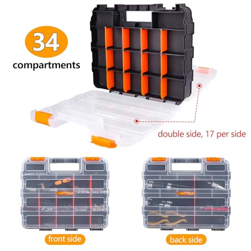 RC Hardware Organizer Box Adjustable Compartments Removable Dividers Durable Plastic Double Side Tools Box Screw Organizer For Nuts, Bolts, Screws, Nails, Small Parts, Tools - view 4
