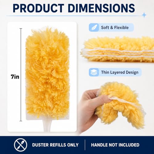 Duster Refills,Disposable Dusters for Cleaning,Heavy Duty Duster Refills, MultiSurface Dusting Wand,Dust Remover for Furniture,Blinds,Ceiling Fans&Home Cleaning Supplies (Orange, 25pcs) - view 2
