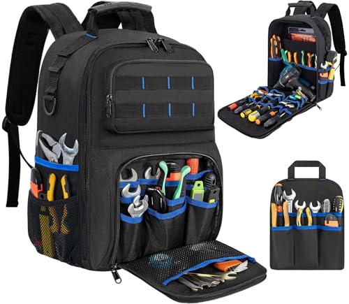 Backpack Tool Bag with Movable Base Plate, Heavy Duty Tool Storage