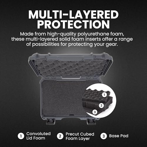 909 Travel Hard Case with Customizable Cubed Foam – Waterproof Camera Case, 12.6” x 9” x 4.4”, Lightweight, Lockable, Dustproof, Impact-Resistant & Durable Protective Case – Graphite - view 3
