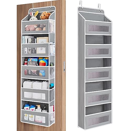 Over the Door Organizer for Bedroom, Pantry, Bathroom, 5 Shelf Grey