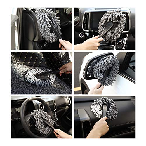 2 Pack Microfiber Car Dash Duster, Super Soft No-Scratch Interior Detail Brush for Dashboard, Air Vents & Center Console, Washable Reusable Cleaning Tool, Gray - view 6