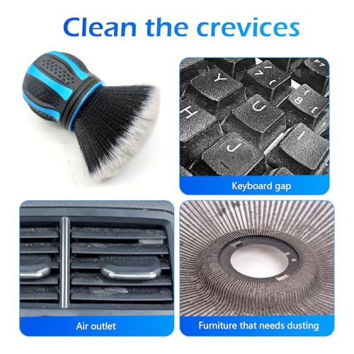 Car Detailing Brush, Ultra Soft Tire Shine Brush with Storage Rack, Interior Cleaning Tool, Universal Beauty Tools for Most Cars (Blue) - view 3