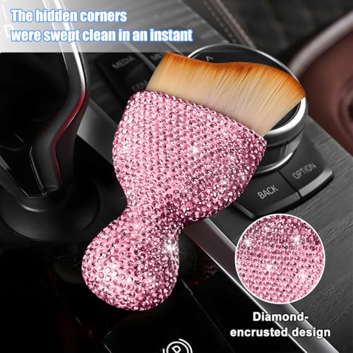 Rhinestone Car Detailing Brush with Soft Bristles, Pink - view 3