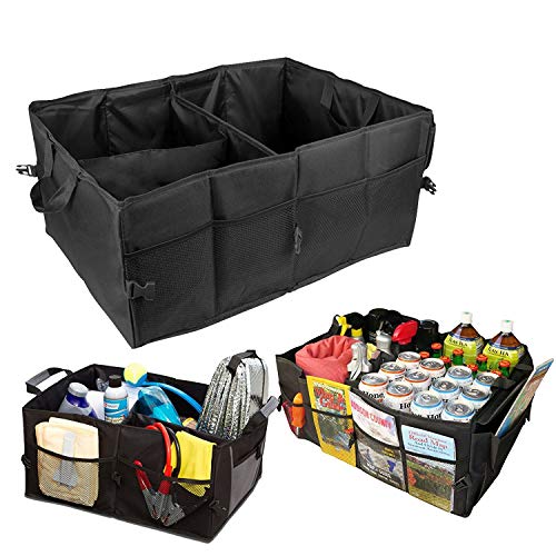 Cargo Organizer Storage Container Collapsible Basket Universal For Cars Trunks SUVs with Two Handles and Side Pockets (Size: L 24" x W 15.5" x H 10")