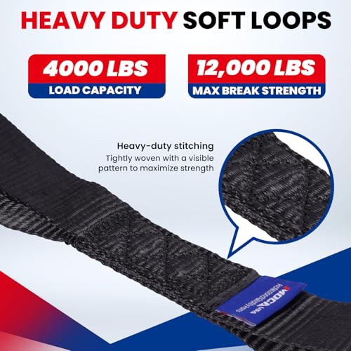 MOCA 4 Pack Soft Loop Tie Down Straps, 12000Lbs 1.6 x 17 inches (Black) - view 2