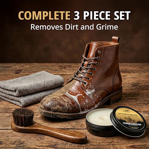 Saddle Soap for Leather – 3-Piece Saddle Soap Kit for Leather Cleaning, Boots, Tack, and Saddles – Includes Applicator and Cloth – Leather Soap and Conditioner for Leather Boots and Tack Care - view 5
