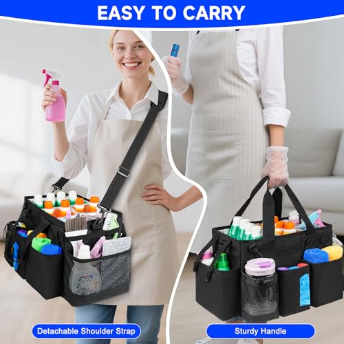Cleaning Caddy Bag, Cleaning Supplies Organizer for Housekeepers, Housekeeping Caddy with Handle and Detachable Padded Cushion, Black - view 5