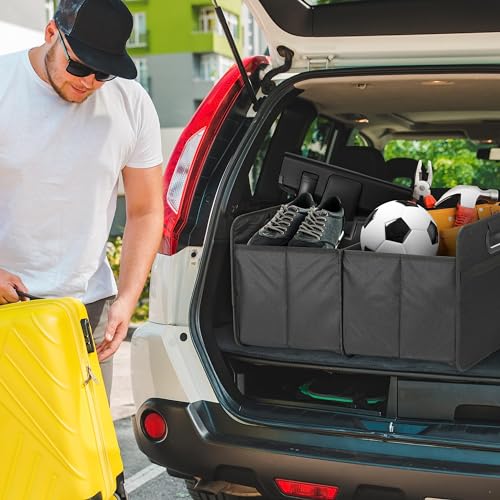 Trunk Organizer for Car/SUV/Truck, Collapsible 2 Compartment Automotive Storage Box, 600D Waterproof Oxford Polyester 50L Travel Accessories, Anti-slip & Leak-proof, Black - view 7