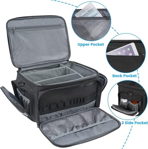 Medical Bag, Home Health Nurse Bag with Nonslip Bottom, Black - view 2