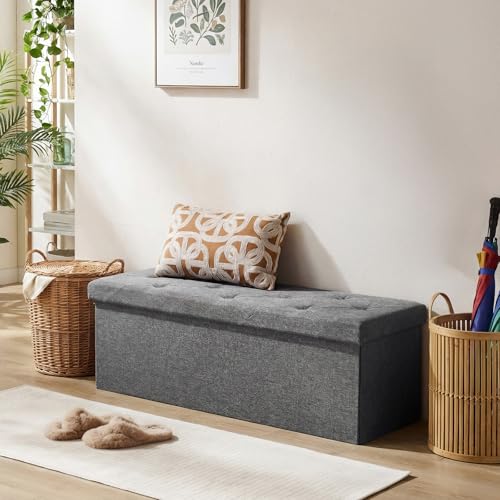 43 Inch Foldable Storage Ottoman Bench, Large Ottoman with Storage - view 2