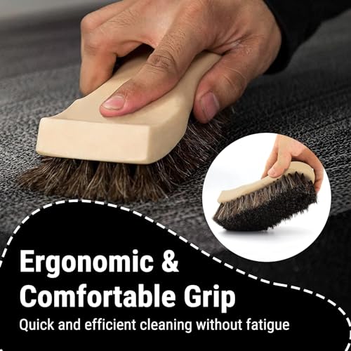 Long Bristle Horse Hair Brush for Leather Car Interiors, Brown - view 5