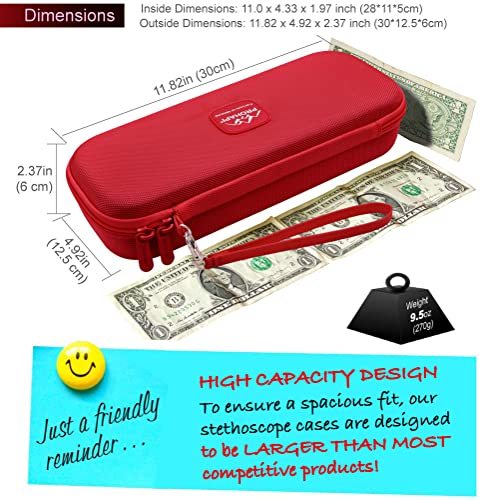 Hard Stethoscope Case, Large Stethoscope Carrying Case with ID Slot, Compatible with 3M Littmann/ADC/Omron/MDF Stethoscope Includes Mesh Pocket for Nurse Accessories (Fire Red) - view 6