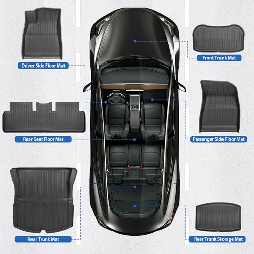 Floor Mats Fit for Tesla Model 3 Highland 2024-2026, Custom Fit All-Weather Cargo Liner Full Cover Car Mats with Front Rear Cargo Mat Trunk Floor Mat Interior Accessories - view 2