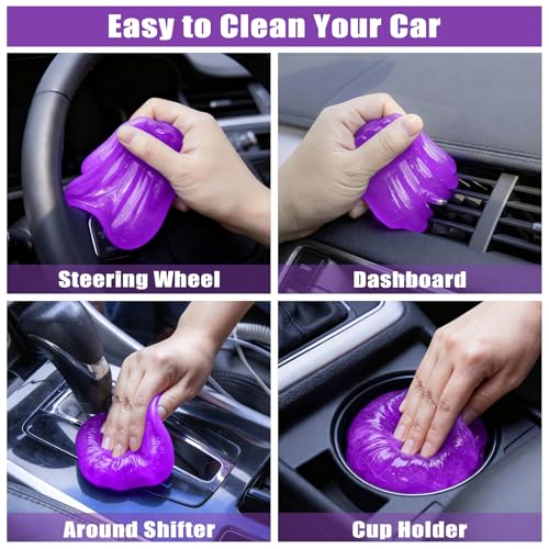 Windshield Cleaner Tool, 17Pcs Car Interior Detailing Kit, Detailing Brush, Towels, Duster, Car Cleaning Kit Interior for RVs, Truck, Trailer (Purple) - view 5
