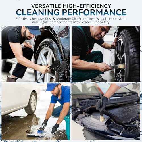 Tire Brushes for Cleaning Tires, Car Wheel Brushes for Cleaning Wheels, Rim Cleaner Brush for Car Detailing, Premium Wheel Cleaner Brush Kit Safe for Cars, Trucks, SUVs, RVs, Motorcycles - view 3