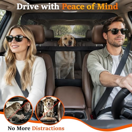 Heavy Duty Dog Car Barrier with Sturdy Metal Frame, Wider Coverage Pet Divider Net for Back Seat & Cargo Area, Universal Fit for Cars SUVs Trucks, Claw-Proof Transparent Mesh for Cool Airflow - view 2