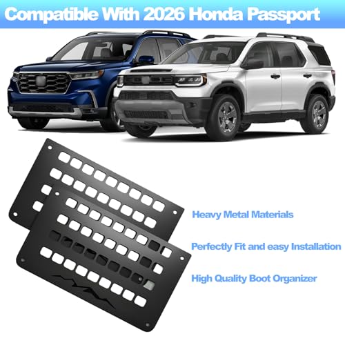 2 Pecs Metal Molle Storage Trunk Organizer for 2026 Honda Passport, MOLLE trunk mounting panel functional partition,08Z03-3BM-100,black - view 5
