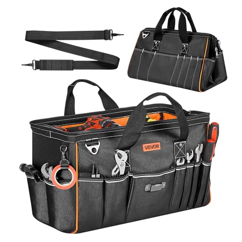 Tool Bag, 20 Inch, 33-Pocket Portable Large Tool Box Organizer Storage, Toolbox with Big Zipper, Adjustable Shoulder Strap, Water-Resistant Carry Toolbag, for Men Women Dad Husband Fathers Day