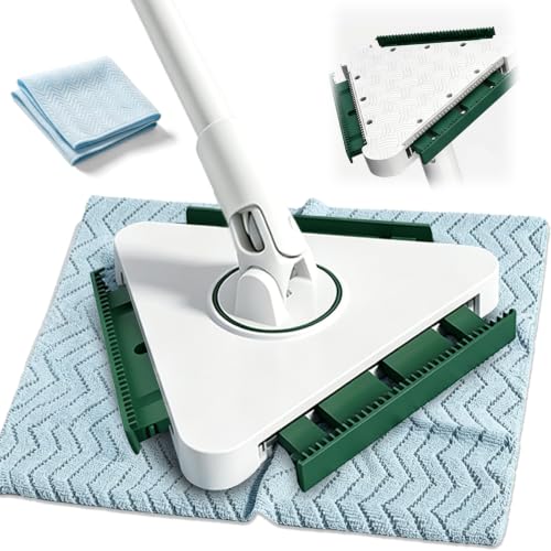 Snap Grip Mini Clamp Triangular Dust Mop, One-Click Cloth Change