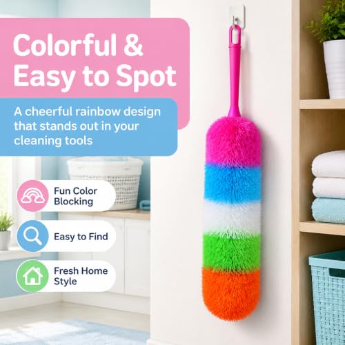 20-Inch Microfiber Hand Duster, Car Interior Detailing Duster, Rainbow Feather Duster for Car, Home, Office Cleaning - view 7