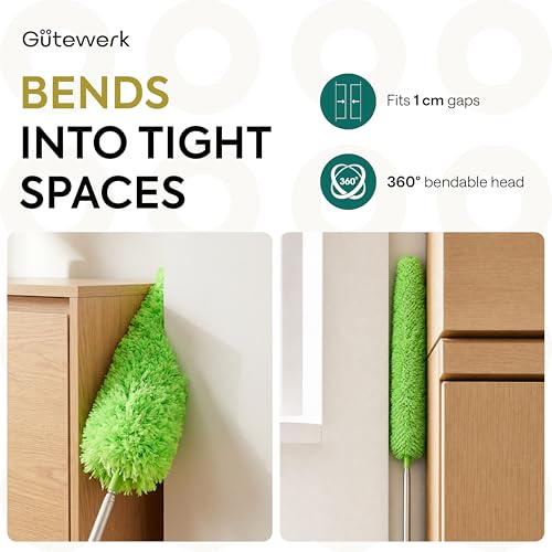 Extendable Microfiber Duster, 360° Bendable Head, 55 Inch Green - view 3
