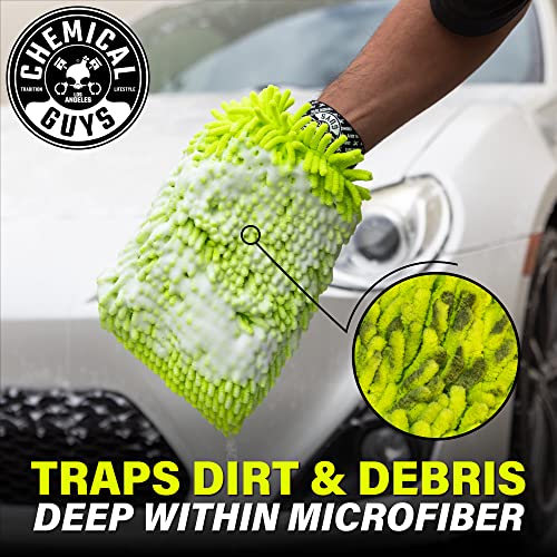 Chenille Microfiber Wash Mitt for Cars, Lime Green, Single - view 6