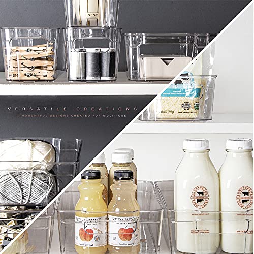 Stackable Storage Bins, Small - 2 Pack | THE STACKER COLLECTION | Clear Plastic | Built-In Handles | BPA-Free | Containers for Organizing Kitchen Pantry | Multi-Use Organizer - view 4