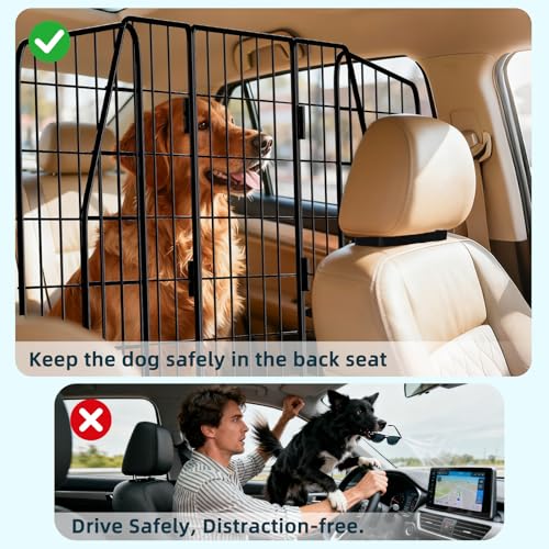 Dog Car Barrier for SUVs, Vehicles, Dividers, Adjustable Heavy-Duty Wire Pet Gate, Foldable Car Pet Barrier with Mesh Bag, Car Accessories Safety Travel, for Cargo Area 36.6" to 64.5" Width - view 3