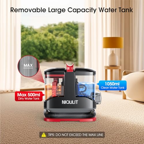 Portable Carpet and Upholstery Cleaner, 15Kpa Spot Cleaner Machine for Pets, Stain Remover for Sofa, Area Rugs, Couches and Car, Carpet Cleaner Machine with Cleaning Solution & Self-Cleaning System - view 6
