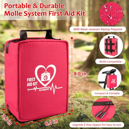 First Aid Kit with Rapid-Response Labeled Compartments, Compact Waterproof Emergency Kit with Molle Straps for Car, Camping, Home, Hiking, Travel - view 3