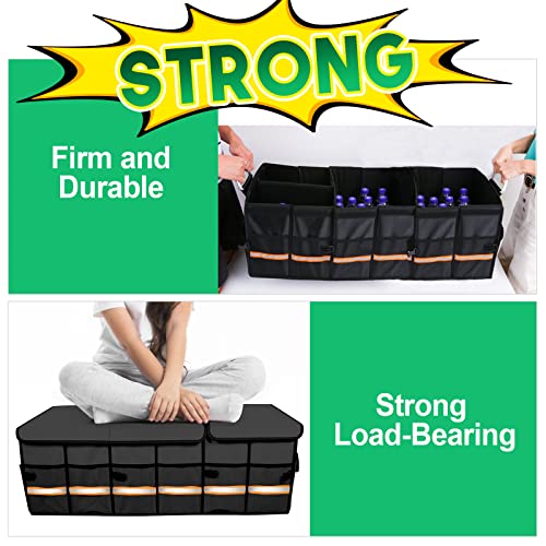 Trunk Organizer Cargo Organizer Trunk Storage Waterproof Collapsible Durable Multi Compartments-((Oversize,Black) - view 2