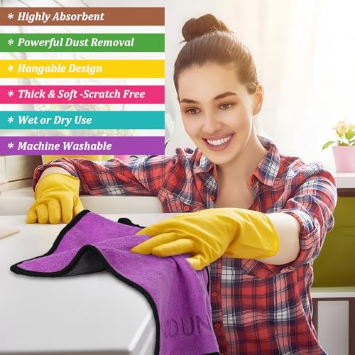 Microfiber Cleaning Cloth Set - 12 Pack Microfiber Towel 12"x12" with Printed Use Labels, Color-Coded Dish Rags Cleaning Towels, Reusable Rags for House, Kitchen, Car, Bathroom, Outdoor - view 6