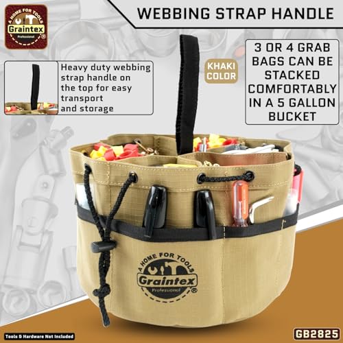 18 Pocket Grab Bags Set of 3 Pcs Rip-Stop Canvas, Drawstring Closure, Small Parts Organizer Bag, Small Tools, Screws, Parts, Parachute Tool Bag, Parachute Tool Organizer for Essential Items - view 6