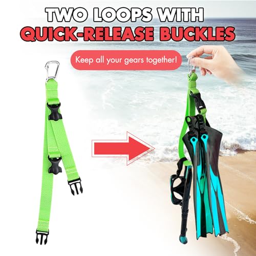 Scuba Fin and Mask Holder with Two Quick-Release Straps - view 3